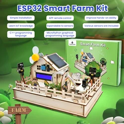 Keyestudio 스마트 팜 IOT 스타터 키트, 스크래치 3.0 그래픽 프로그래밍 DIY 전자 센서 키트, 아두이노 ESP32