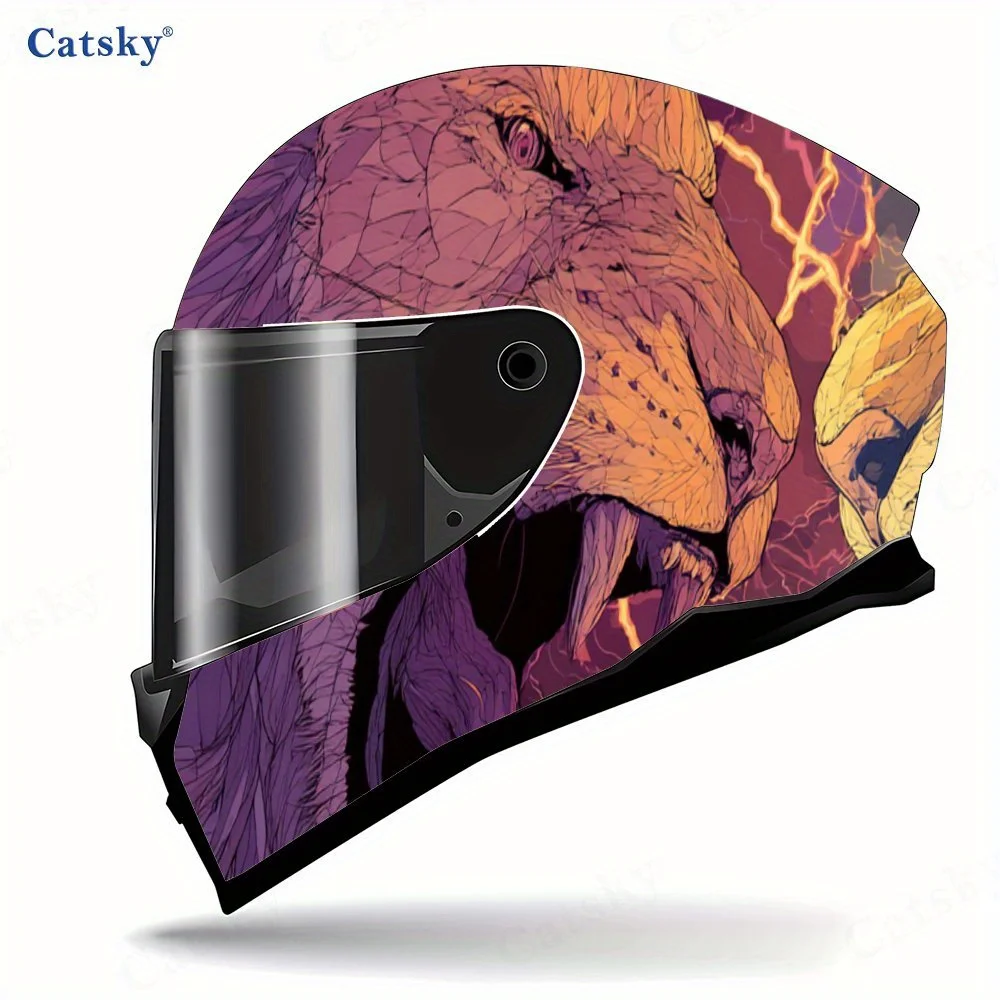 Art - Beast Clash Helmet PVC ملصق واقٍ، ملحق ديكور خارجي لخوذة الدراجة النارية، فين مقاوم للماء وذاتي اللصق