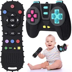 2PCS Silicone Baby Toys Remote Control Gamepad Shape Teether Toy BPA Free Silicone Teething Chewing Toy Sensory Baby Accessories