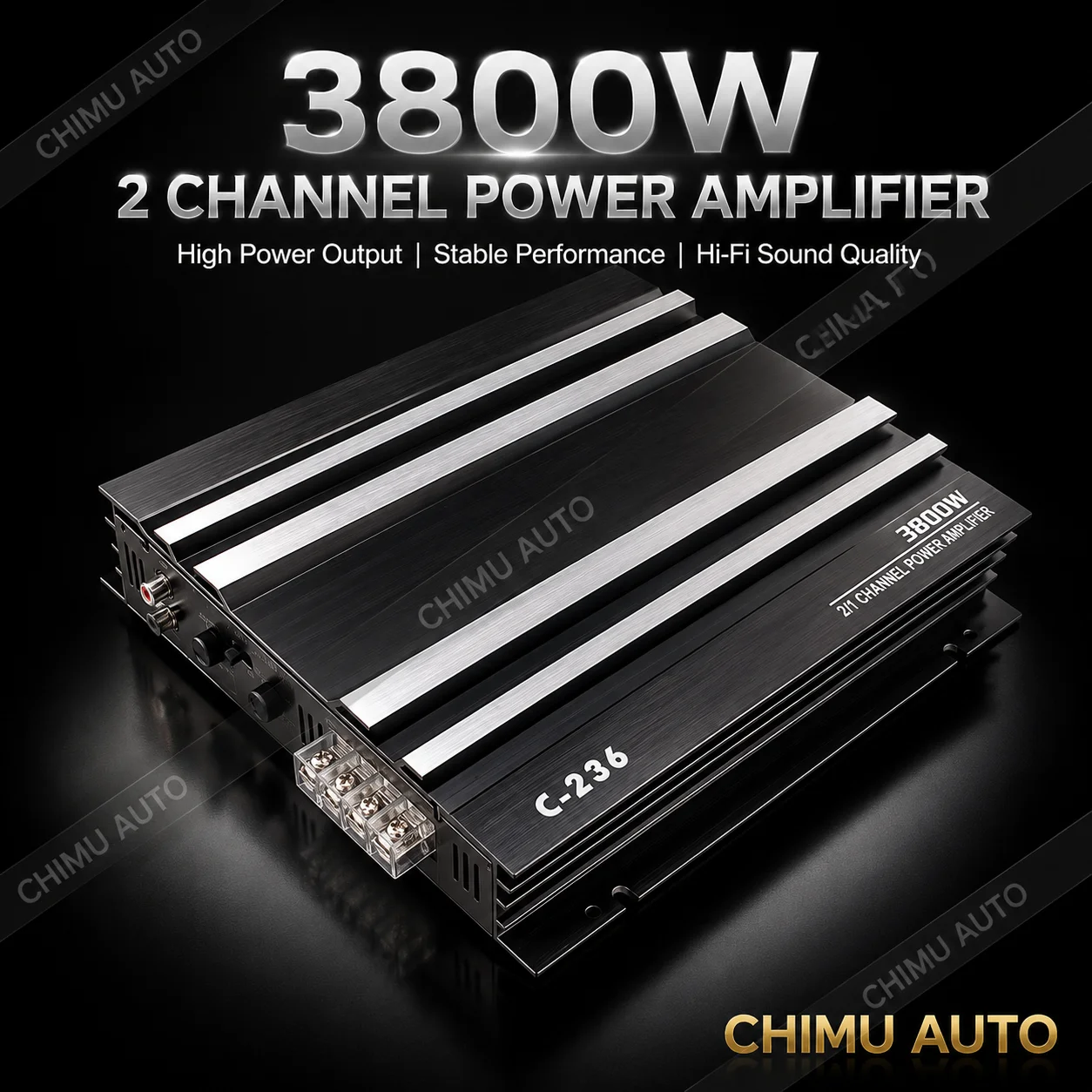 【CHIMU HOME】 3800W High Power 2 Channel Car Amplifier for C-236 Model for Car Audio System Modification Stereo Amp