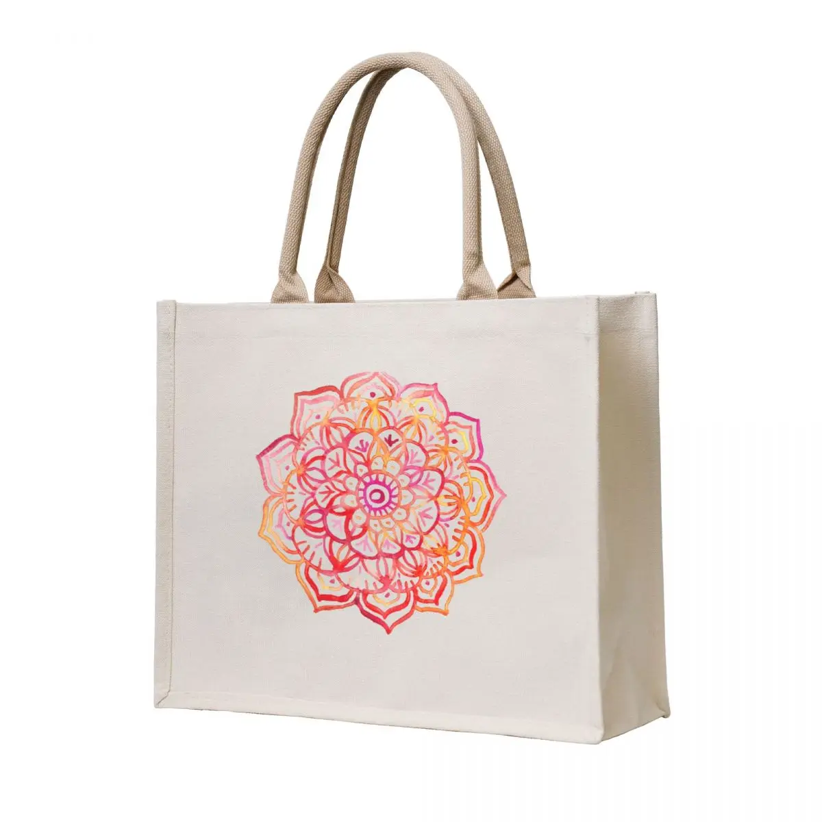 

Watercolor Medallion in Sunset Colors Tote Bag tote bags aesthetic hand bag woman shopping bag Women's handbag
