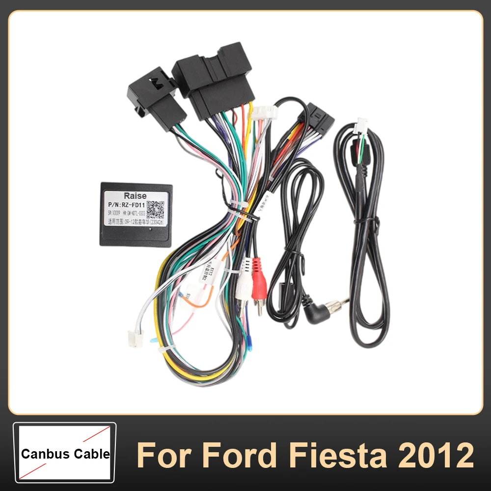 Car 16Pin Stereo Wiring Harness Canbus Support For Ford Fiesta 2012 Audio Radio Power Cable Adapter