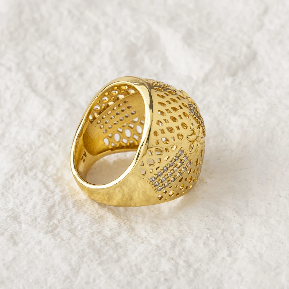 LUIZADA Vintage Türkische Fingerringe Frauen Runde Kristall Caesar Ring Gold Farbe Ethnische Hochzeit Schmuck Ring – Detail 13