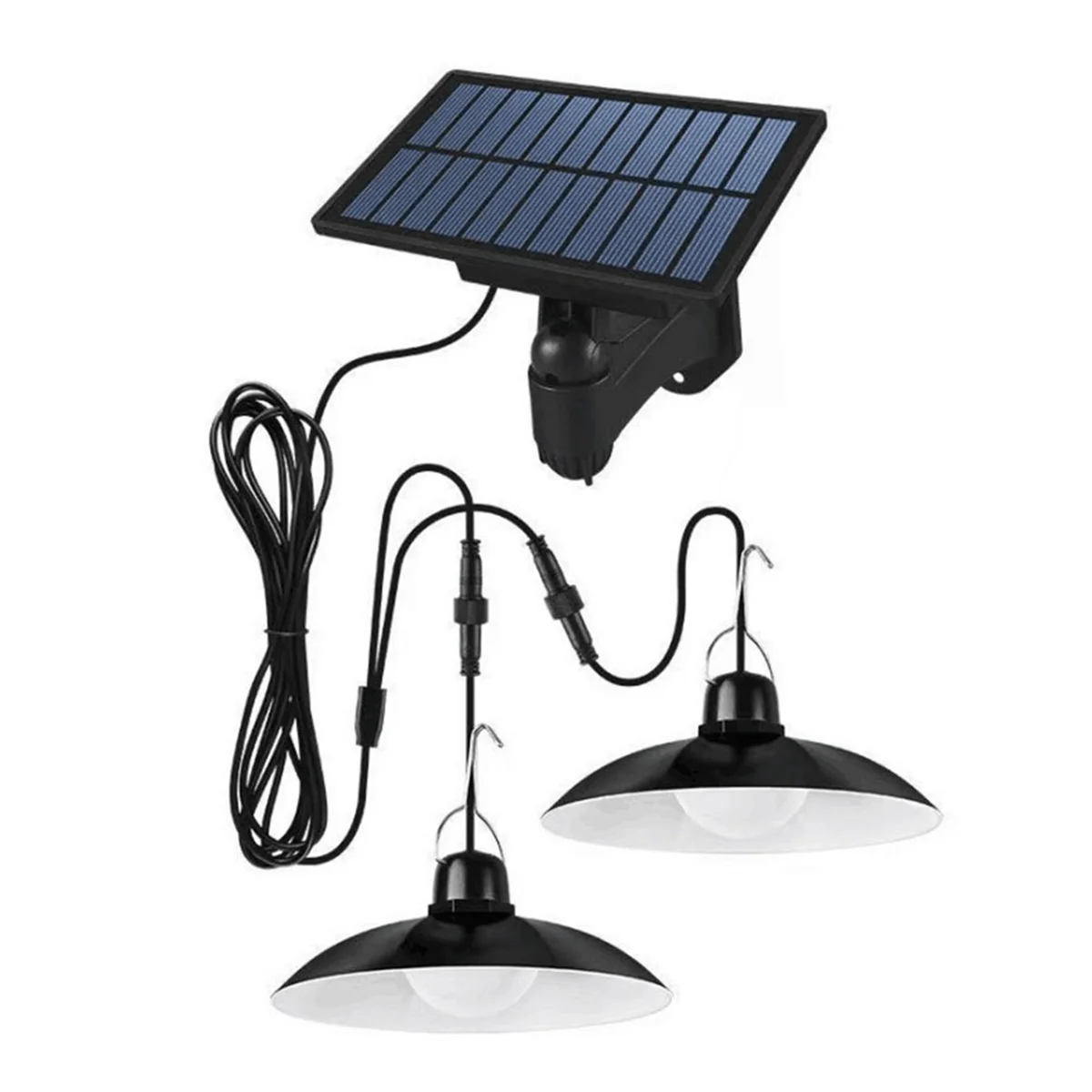 AA19 Solar Pendant Light Outdoor Waterproof LED Lamp Double-Head Chandelier Decorations for Outdoor Shed Barn Room