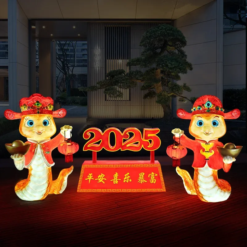 2025 New Year's Realistic Snake Fiberglass Sculpture Spring Festival New Year's Day Outdoor Garden Scenic Area