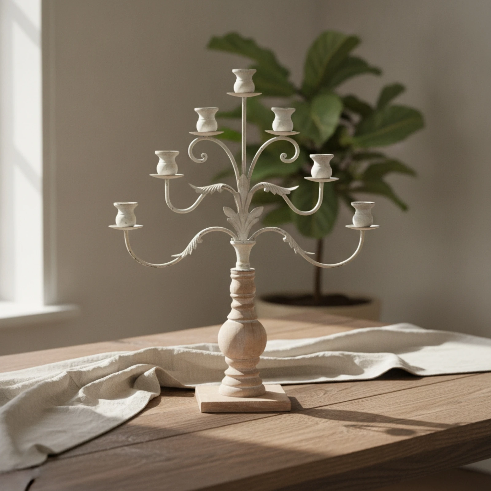 Candélabre avec base en bois,  - Candle Holder Decor avis et prix