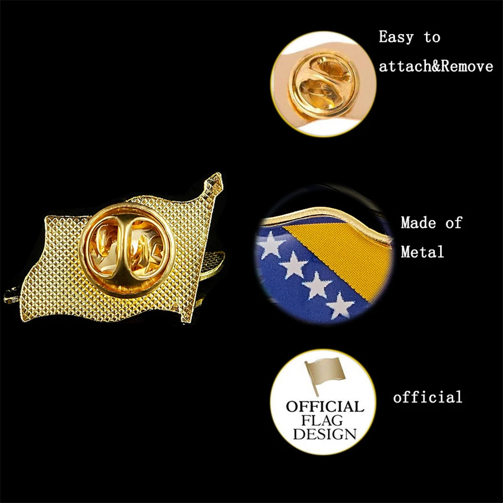 Bosia i Herzegovina Macha flagą kraju Broszka Odznaka Krawat Klapa Metalowa broszka Szpilka Ozdoby dekoracyjne — zdjęcie 5
