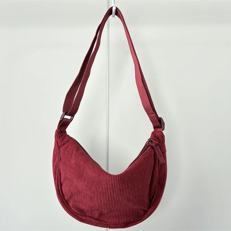 Hana Lau Solid Corduroy Hobo Shoulder Bag 6