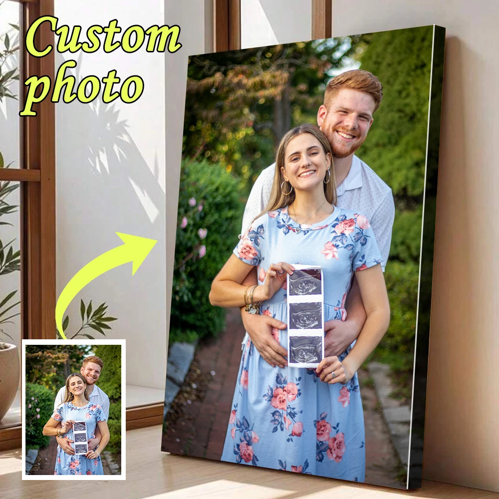 قطعة واحدة من الصور المخصصة على القماش مع إطار خشبي DIY أو ملصق بدون إطار، صور مخصصة مخصصة لمحبيك والعائلة والأصدقاء