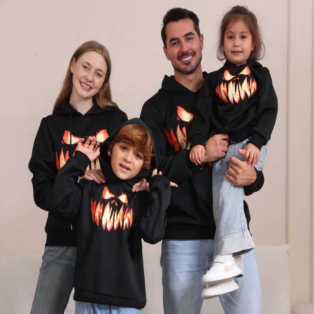 2024 New Halloween Family Matching Outfits Tops Fashion Pattern Print Parent Child Sweatshirt Set Mother Kids Holiday Clothes