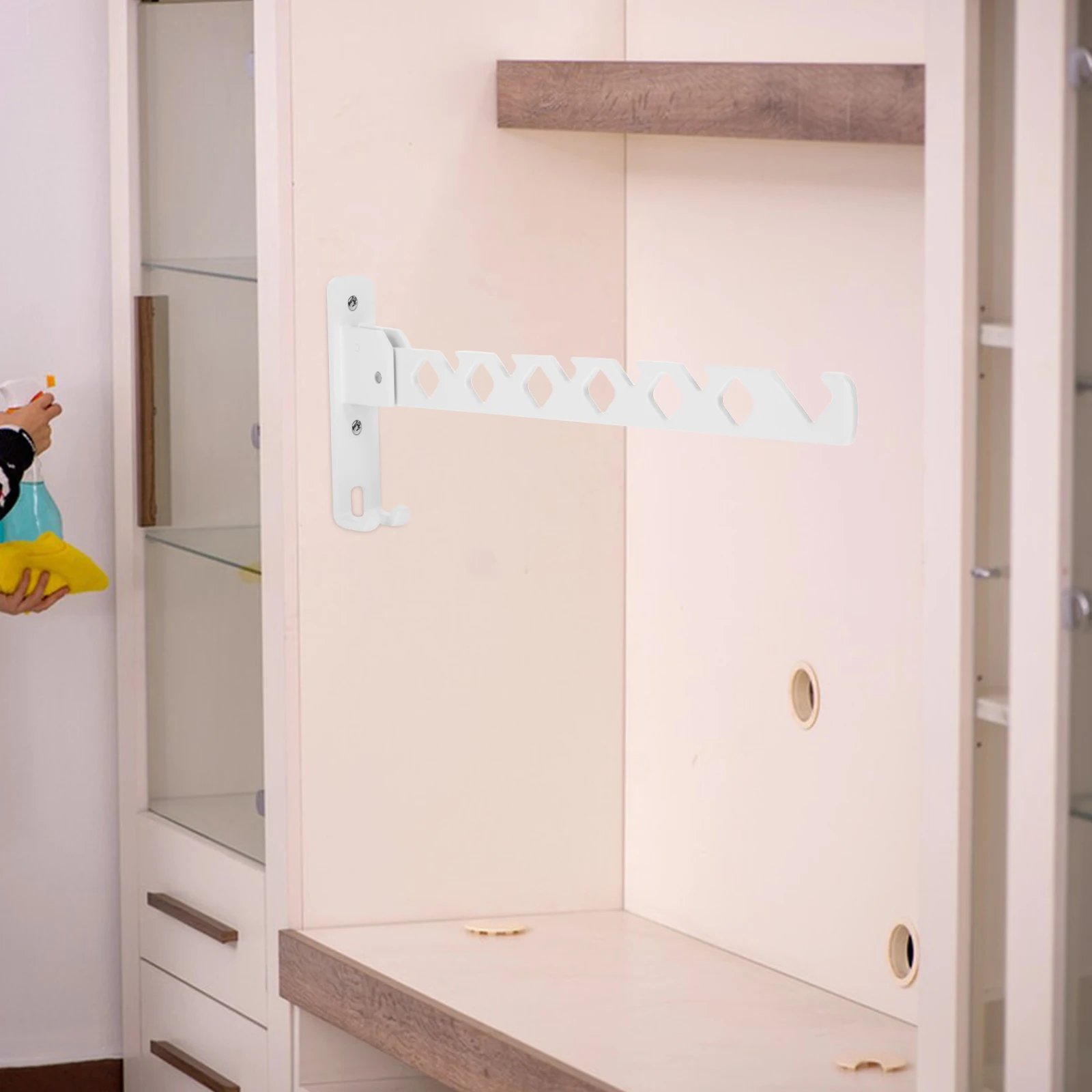 

Support Mounted Drying Space Saving Heavy Duty Laundry Rail Foldable Coat Rack Indoor Closet Wall Mounted Clothes Foldable