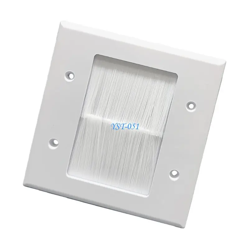 E15A Brush Wall Plate Port Insert Cover Cable Passthrough Wall Outlet Cable Entry Cover Wall Outlet Cable Entry Plate