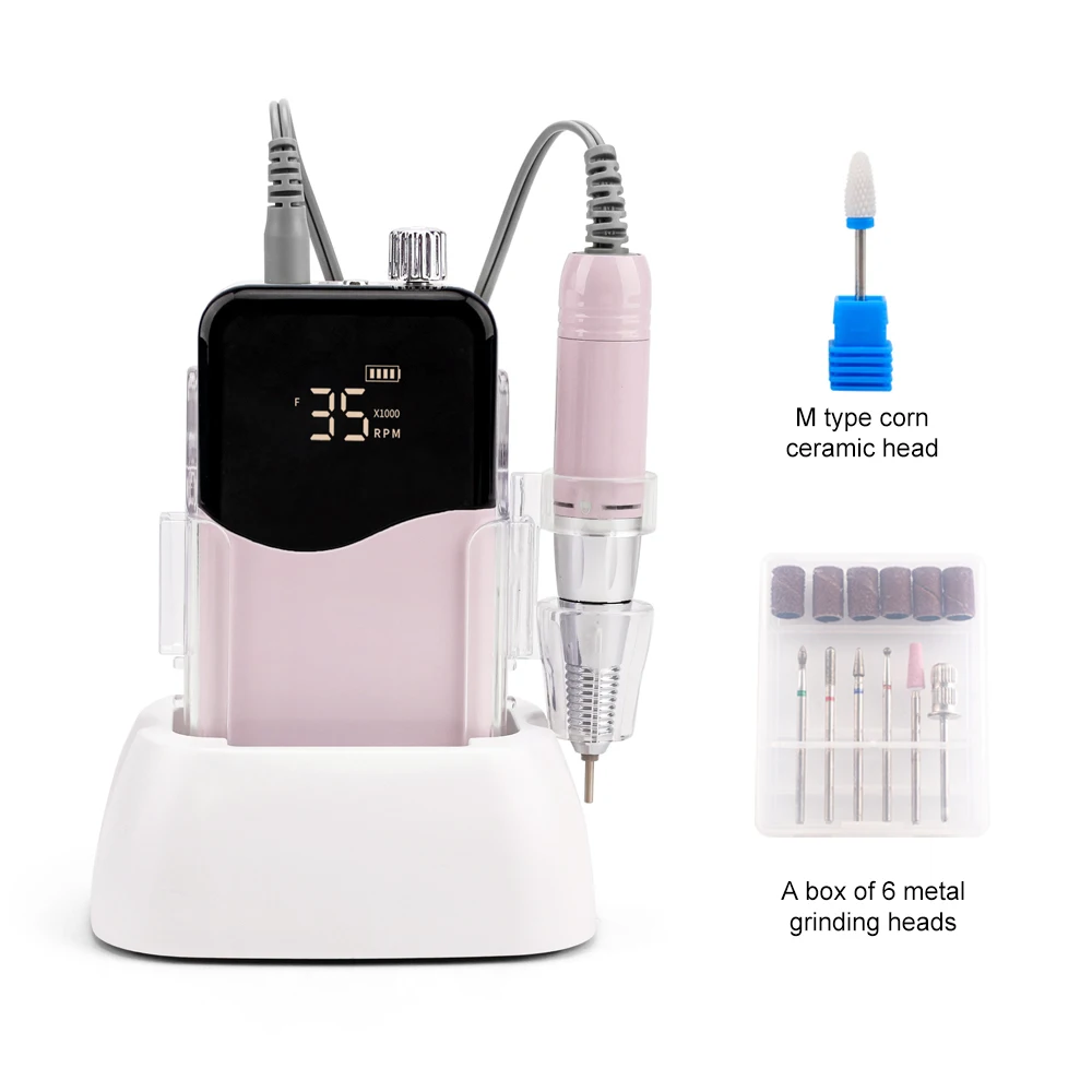 SIMINAIL Wave nagelboor Oplaadbare desktopbasis 35000 RPM manicure elektrische machine nagelvijl pedicure draadloos boren