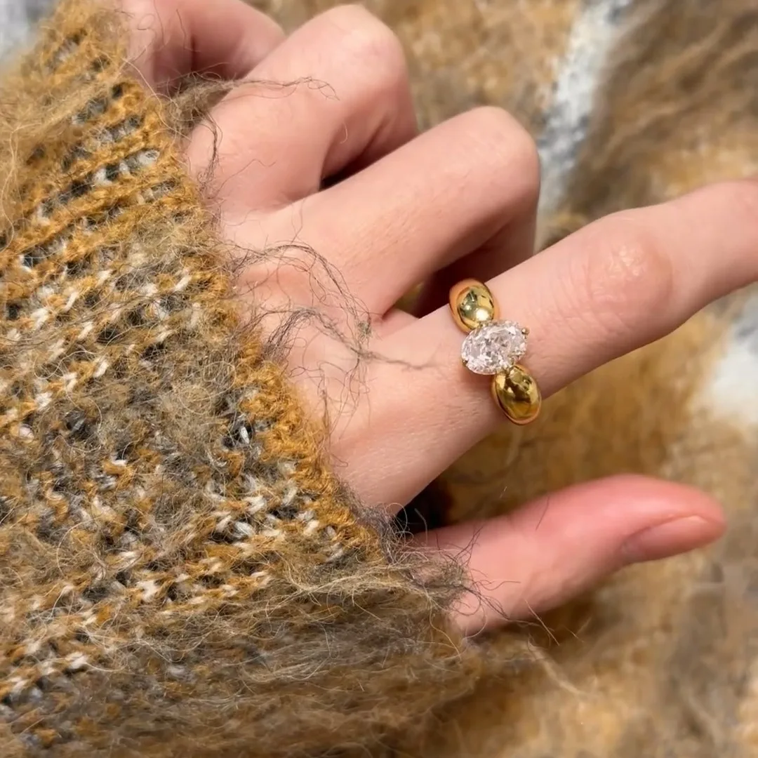 女性のためのヴィンテージのファットデュドゥリング,軽い豪華なデザイン,オレンジ色のジルコン,ファンタダ,卵形のリング,中世の金