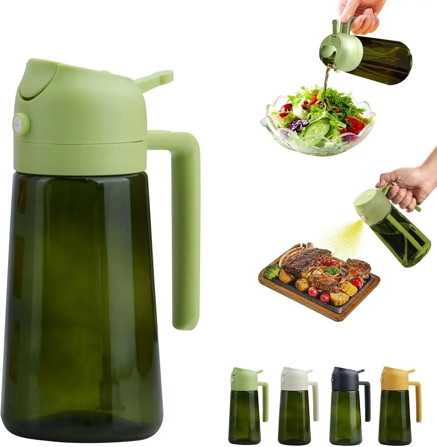 2in1 Glass Olive Oil Sprayer Lightproof Oil Dispenser for Cooking Salad Barbecue Kitchen Tools Refillable Spray Bottle