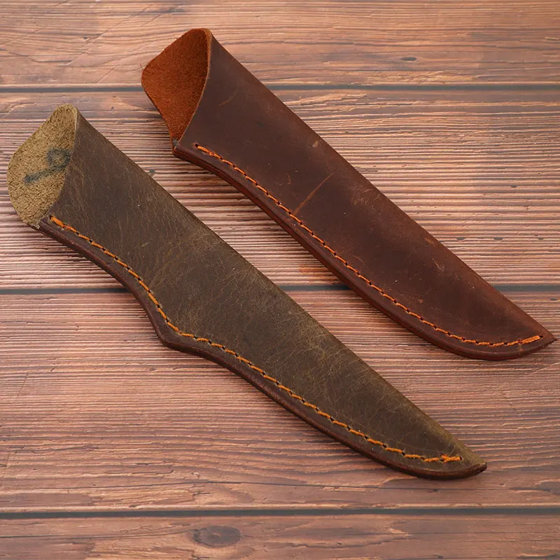 1PC 17.5CM/24CM Cowhide Leather Sheath For Straight Knife Cowhide Leather Case For Fruit Knife