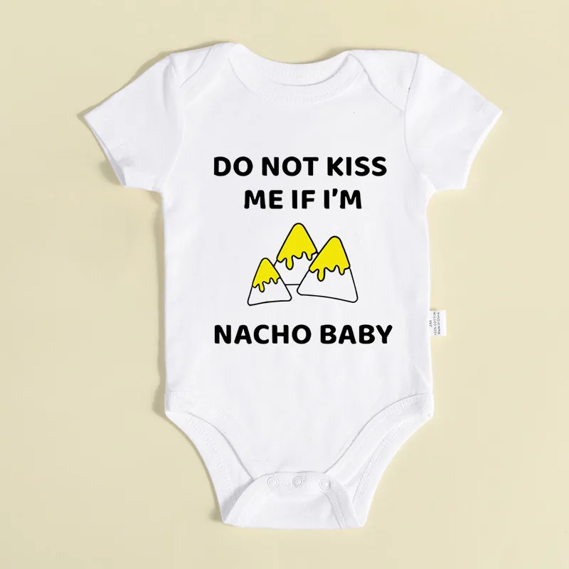 

Baby Girls And Boys Casual "Do Not Kiss Me If I'm Nacho Baby" Short Sleeve Bodysuit Round Neck Onesie Clothes