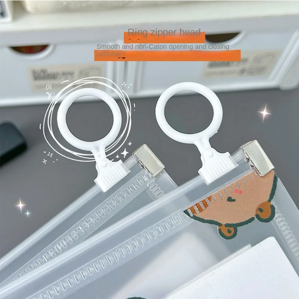 4Pcs New PP Capybara File Bag Cute Cartoon Transparent Zip File Bag Portable Lightweight Test Paper Storage Pouch Student