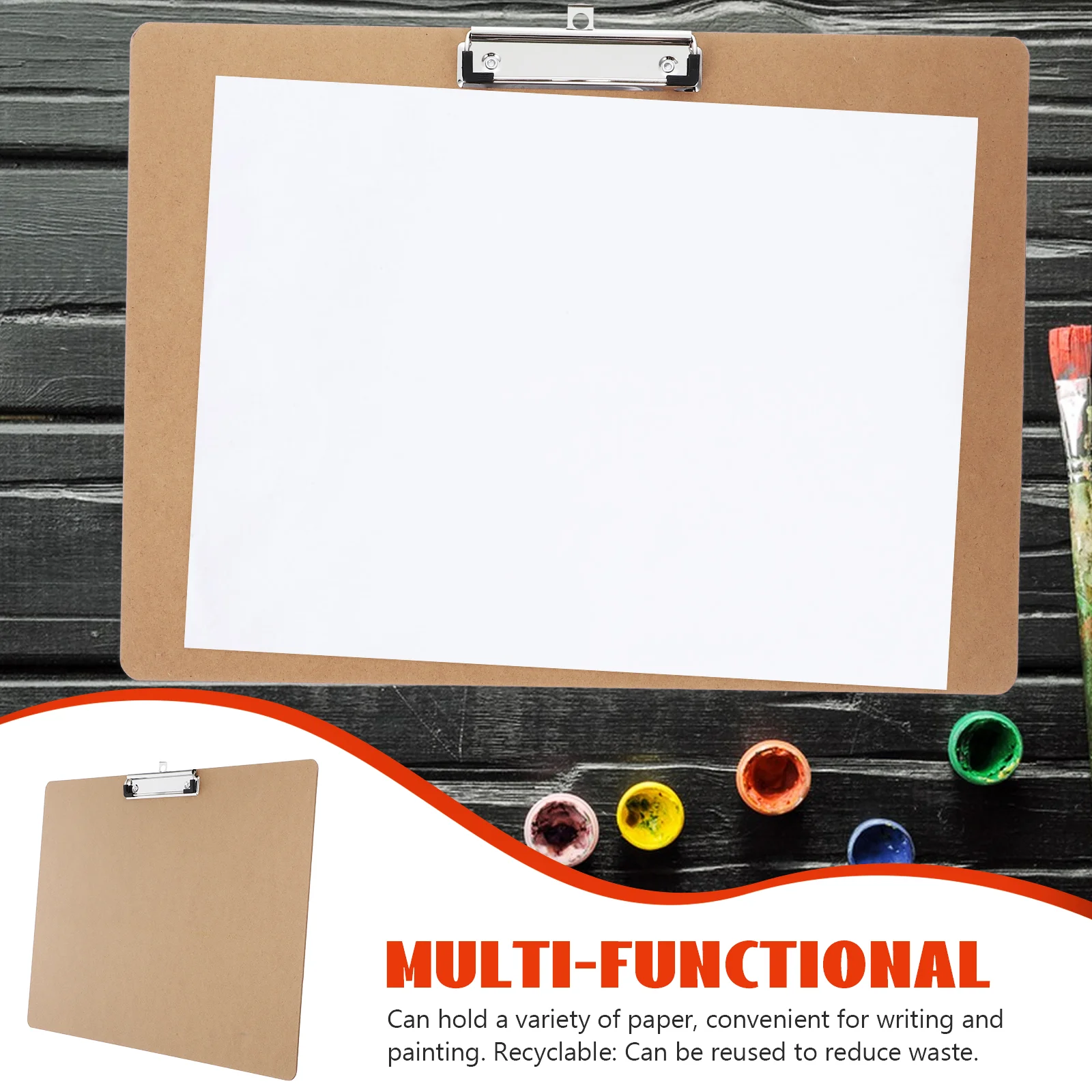 Clips Writing Board Plywood File Office Folder Drawing Storage Clipboards Horizontal Document Holder Khaki Support