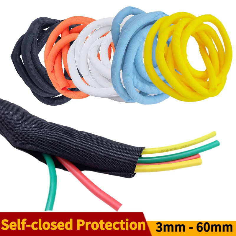 Self-Closed PET Expandable Braided Sleeve 5 8 10 mm Self Closing Flexible Insulated Hose Pipe Wire Wrap Protect Cable Sock Tube