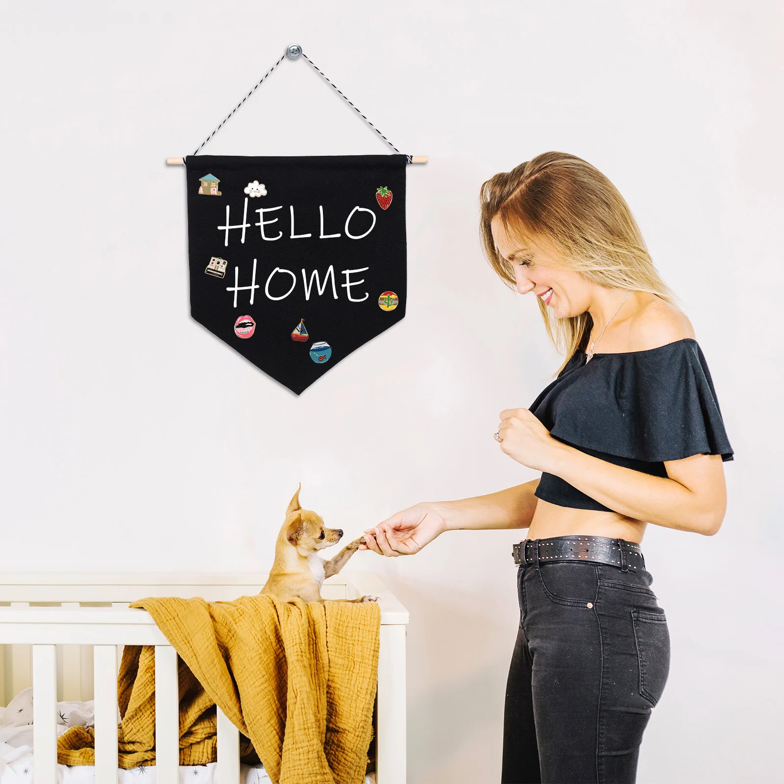 Wall Banner Pin Display Canvas Plain Blank Enamel Lapel Flags Pennant Hanging Decor Brooch Storage Teaching Tools