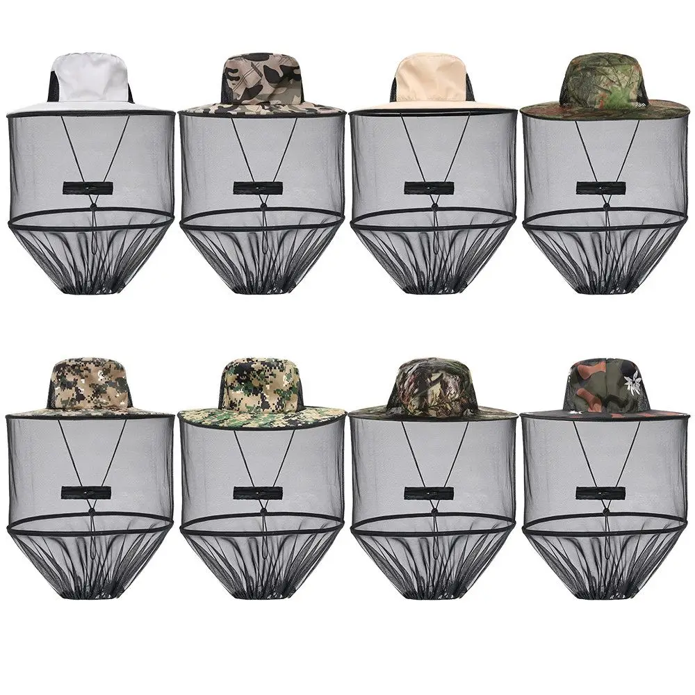 Men Women Casual  Net Mesh Insect Bee Protection Repellent Protection Fishing Cap Outdoor Sunscreen Mosquito Hat