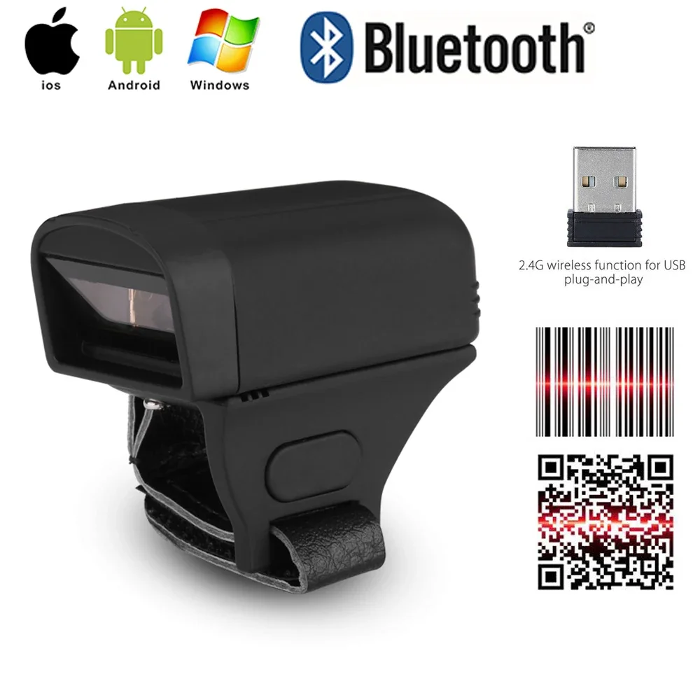 The Wearable And Portable Bluetooth Ring 2-D Barcode Reader Supports PDF417, DM 2-D Code And QR Code, Suitable For IOS, Android