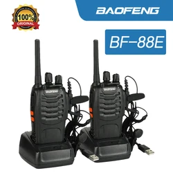 Baofeng BF-88E Long Range Walkie Talkie, Rádio de mão bidirecional, 2Pcs Pack com carregador de fone de ouvido, PMR446MHz, 1500mAh