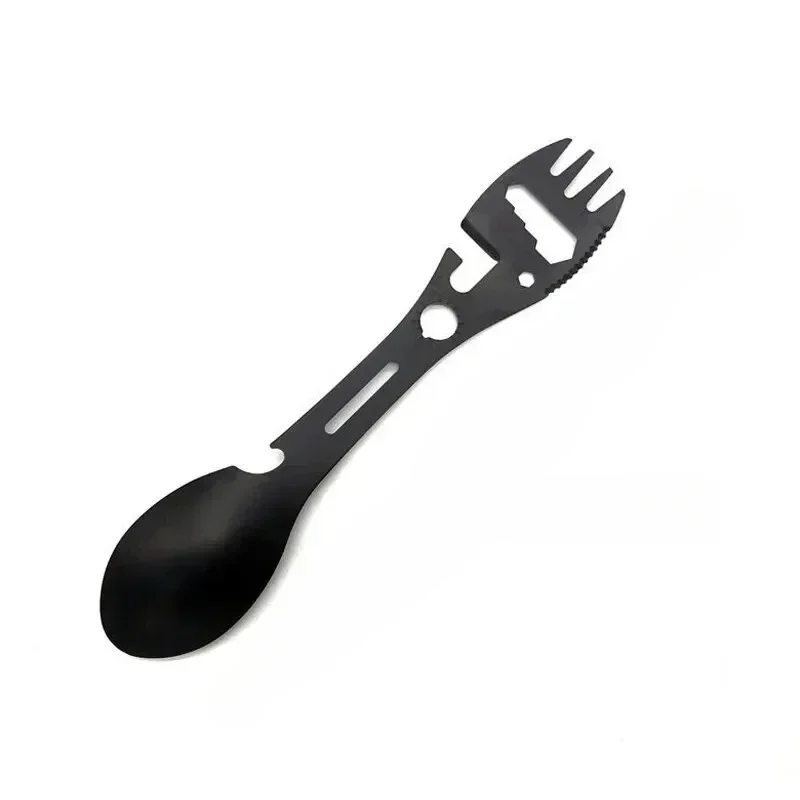 Camping-Utensilien-Set, Edelstahl, Outdoor-Überlebensausrüstung, 5-in-1-Geschirr, Reisen, Wandern, Besteck, Gabel, Löffel, Öffner