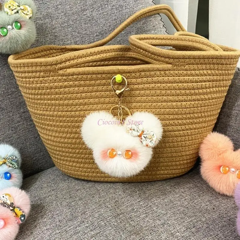 Y1UB Hairball pluche hangers rugzak ornament kleding accessoire pluche sleutelhanging vrouwelijke portemonnee