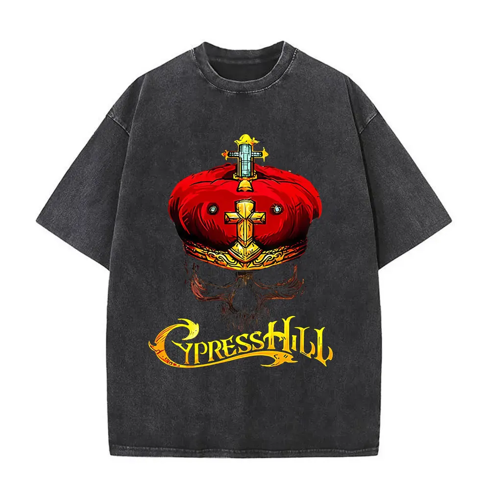 

Rapper Cypress Hill Stoned Raiders Washed Vintage T-shirt Skeleton Graphic T Shirt Men Women Hip Hop Fashion T Shirts Streetwear