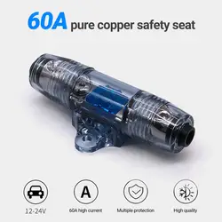 Fuse Holder Safe Overcurrent Subwoofer Fuse Holder 60A Pure Copper Car Speaker Modification Fuse Holder for Auto