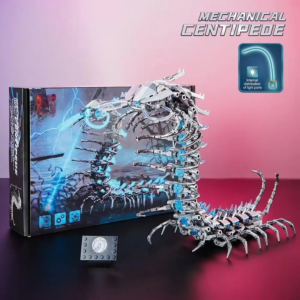 698PCS MOC Mech Centipede Mechanical Model Puzzle Building Blocks Birthday Gift Small Particle with Block Light Educatinal Toy