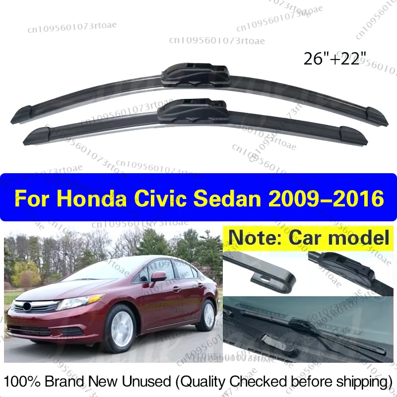 

Car Wiper For Honda Civic Sedan 2009-2016 26" + 22" Front Wiper Blades Brushes Cutter Accessories 2010 2011 2012 2013 2014 2015