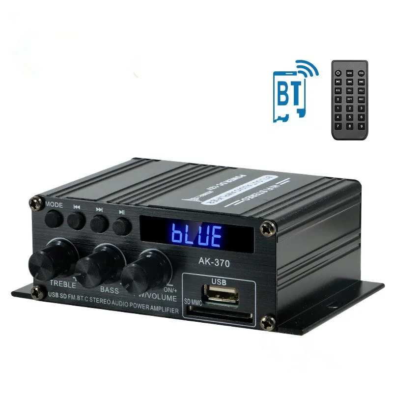 

Портативный мини-усилитель мощности Channel 2.0 HIFI Bluetooth Amp Домашний цифровой звуковой аудио для автомобиля Бас Treble BT Усилитель звука