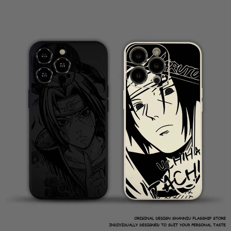 Anime A-Akatsukis Itachis For iPhone 15 14 13 12 11 Pro Max Mini X XR XS Max 14 15 Plus Phone Case Coque Liquid Silicone Shell