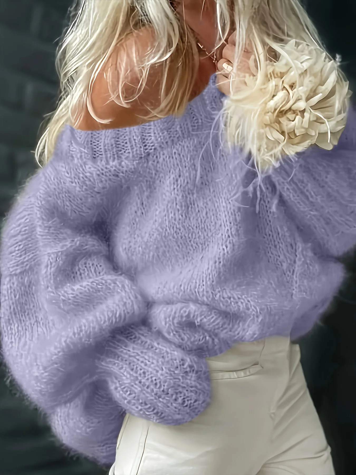 

Elegant Strapless Sweater for Women - Soft Chic Pullover Sweater for Fall/Winter, Everyday & Formal Outfits - Office, Party