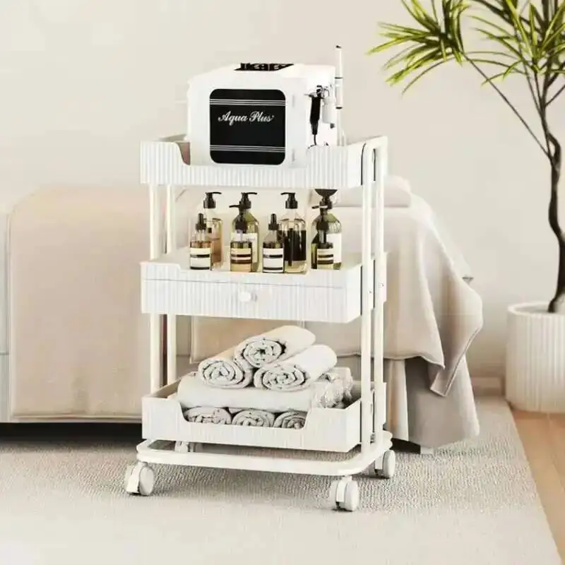 Professional Cart Beauty Salon Hairdressing Auxiliary Professional Household Trolley Furniture Multi-purpose Wheels Storage Tray