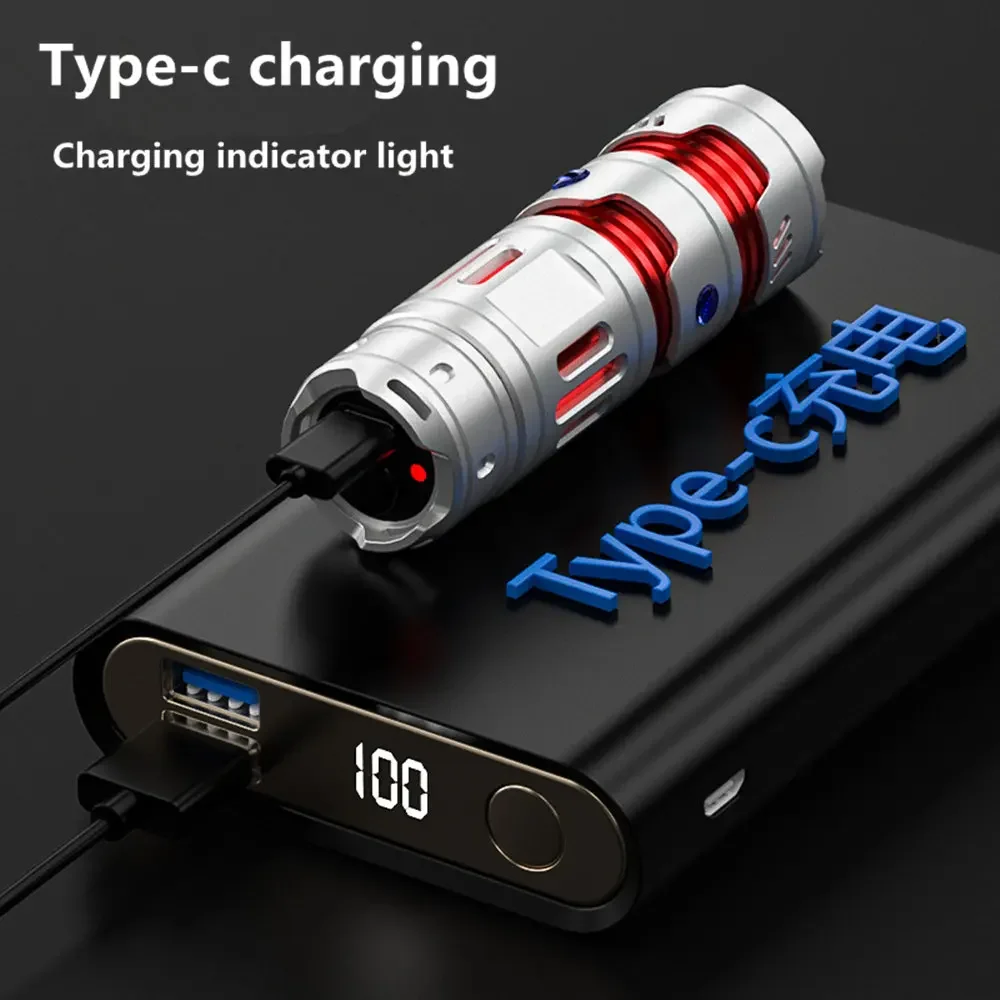 New Creative EDC LED Flashlight Type-C Rechargeable With Fidget Spinner For Camping Fishing Lamp rechargeable Waist fan Linterna