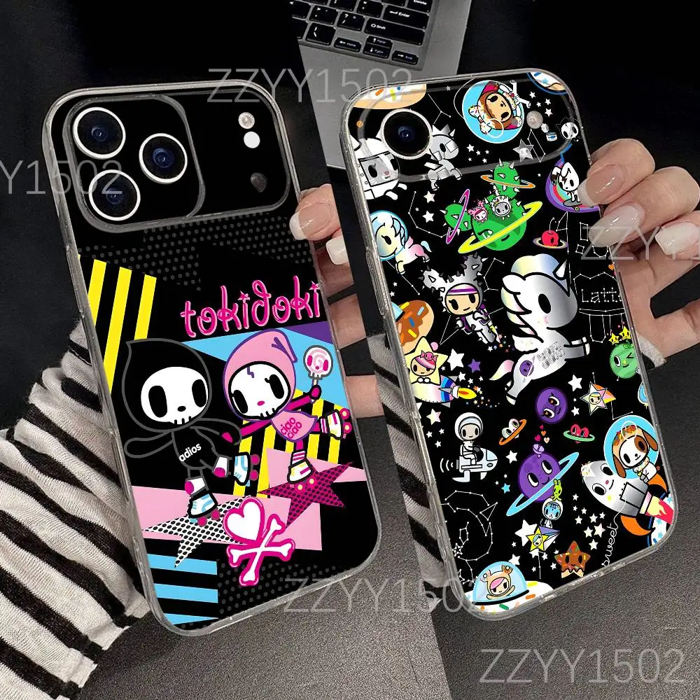 حافظة هاتف T-Tokidokis اليابانية على الموضة لهواتف iPhone 17,16,15,14,13,12,11 Pro,Max,Plus,X,XS,XR,SE4,E Mini شفافة ناعمة