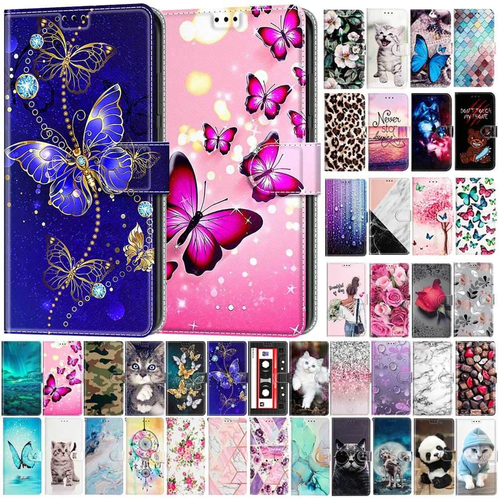 Lovely Butterfly Wallet Case For Samsung Galaxy A13 A23 A33 A53 A73 M23 5G Magnetic Flip Leather Card Slot Protectiv Back Cover