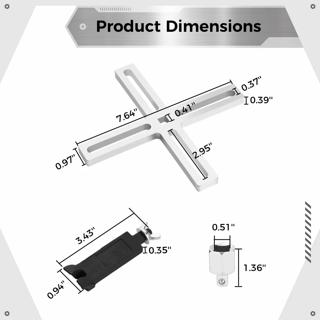 4-Jaw Fuel Tank Lock Ring Tool Adjustable Fuel Pump Removal Tool 4-Jaw Fuel Pump Wrench For 3/8’’ Drive Alloy Steel Remover Tool