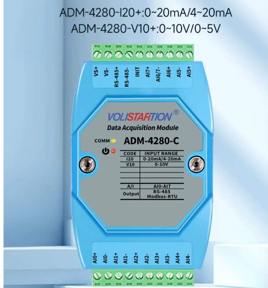 8-Ch Analog Input Module 0-20mA 0-10V 4-20mA to RS485 Modbus RTU Data Acquisition