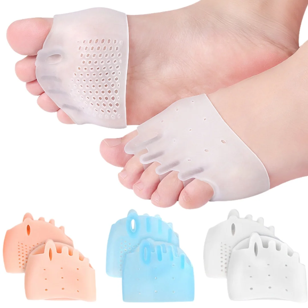 1pair Five Hole Honeycomb Forefoot Pad Toe Separator Hallux Valgus Corrector Bunion Overlapping Protector Toe Sleeve Fixator