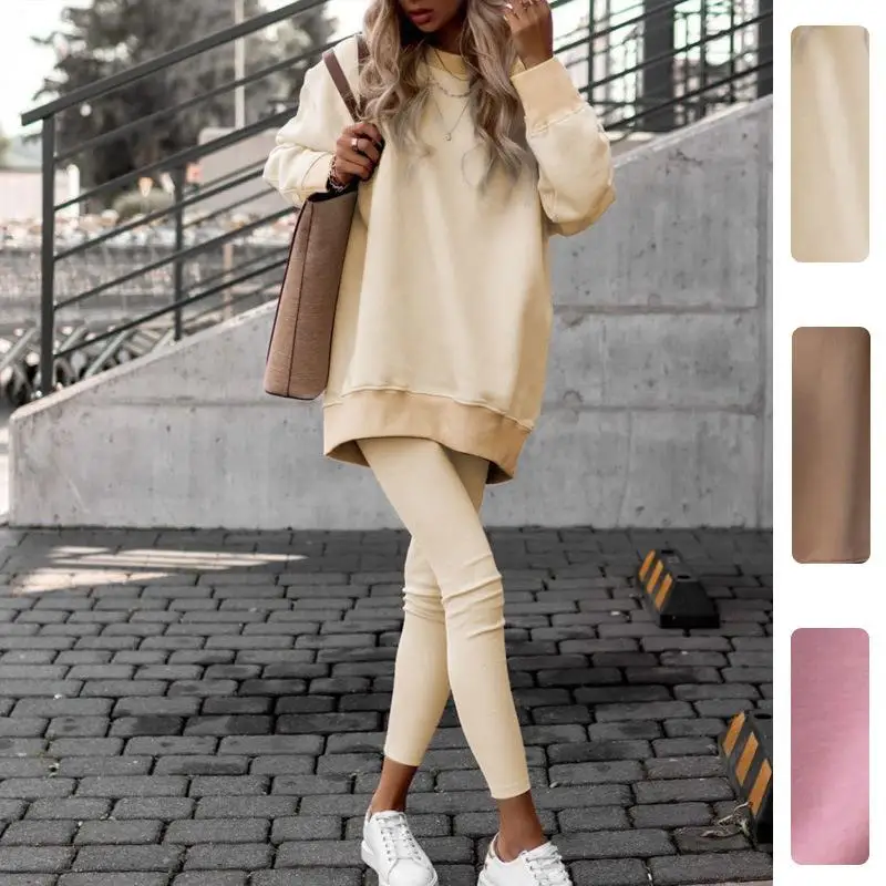 

Women's Tight Fit Long Sweater Hoodie Set Faionable Tee-Piece Suit Comfortable Commute Sle Four-Season Casual Wear