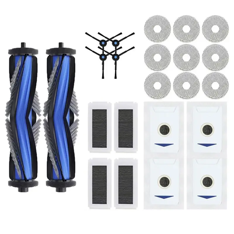 A01F-For Ecovacs Deebot N30 Omni/N30 Pro Omni Robot Vacuum Accessories- Main Side Brush Hepa Filter Rag Dust Bag Replacement Kit