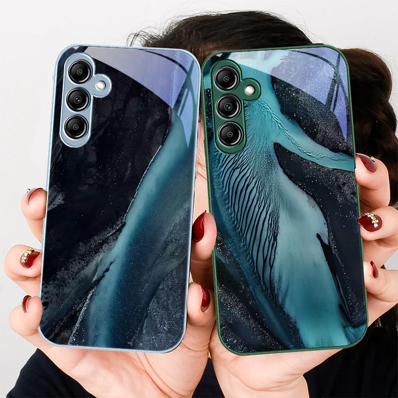 

Modern Stylish For Samsung Galaxy A01 02 03 Core A04 A14 4G A13 54 34 31 20 25 23 22 5G S21 Ultra S20 Glass Phone Case