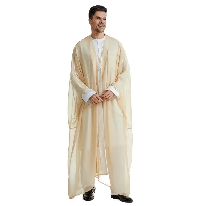 Eid Ramadan Men Robe Arabic Kaftan Muslim Dress Moroccan Caftan Kebaya Jubba Thobe Kimono Abayas Middle East Islamic Clothing