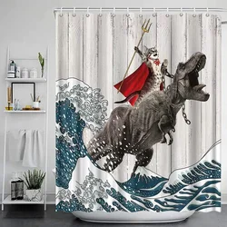 Cartoon Animal Shower Curtains Funny Bathe Dinosaur Cute Black Pet Cat Flower Plant Leaves Kids Bathroom Decor Cloth Curtains