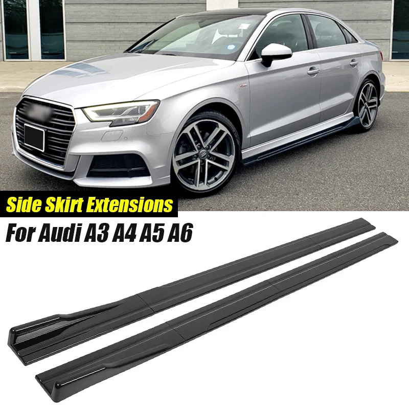 Accesorios para Audi, Extensiones de Faldones Laterales para Automóvil, Paneles Decorativos, 8 Piezas, 86.6 Pulgadas/2.2 Metros, Plástico ABS Negro Brillante